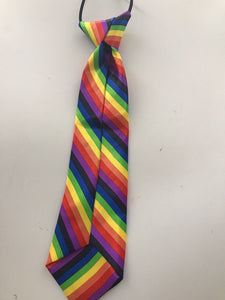 Kids Boys Girl Rainbow Colorful Multi-colored Stripe Party Pre tied Neck ties