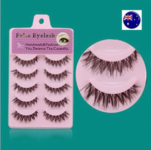 5P Party Natural Long Extension Thick cross Fake False Eyelashes eye lashes F-28