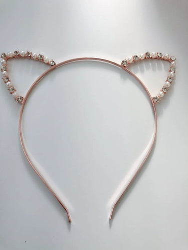 Women Girl Metal Crystal Pearl Cat kitty Party Hair Head Band Headband Hoop