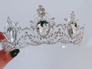 Women Girl Heart Silver Rhinestone Crystal Bride Birthday Party Hair Crown Tiara