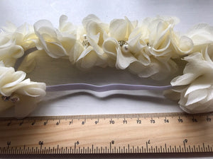 Flower Girl Kid Baby Chiffon Lace Beige Pearl Elastic hair band Headband PROP