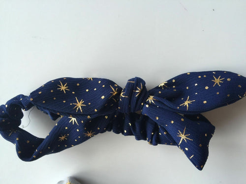 Cute Girls Baby kids Retro bow Party bunny ear star Headband Hair band PROP NAVY