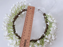 Women White little flower babys breath Hair Headband Greenery Halo Crown Garland