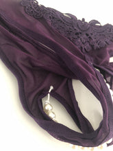 Purple Women Sexy Foreplay Open Crotch Pearl G-string Panties Thong Lingerie