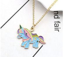 Girls Children Kids Cute Blue Pony Unicorn horse Pendant Necklace Birthday Gift