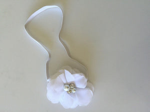 Baby Infant Kids Girl Pearl Girls Christening Shower Chiffon Lace Hair Head band