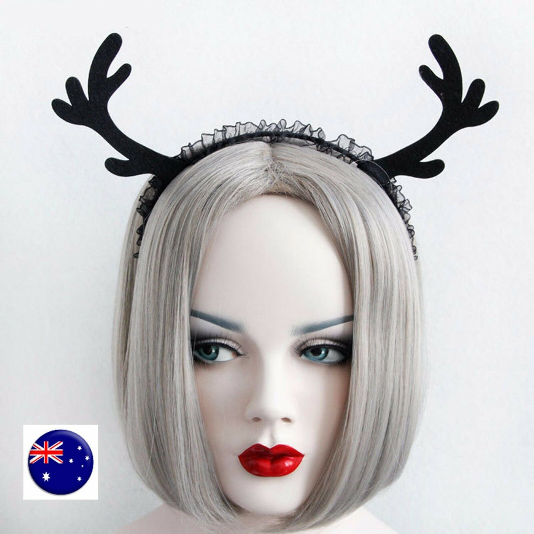 Women Girls Christmas Reindeer Deer Antlers Costume Ear Party Hair headband Prop
