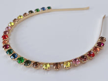 Women Girls Colorful Rainbow Gemstone Crystal Hair Head Band Hoop Headband