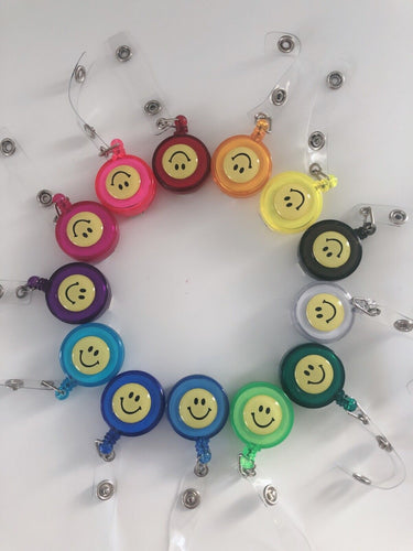 3 Smile Retractable Badge Holder Reel Swipe Card Security ID Pull Key Tag Clip