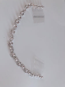 Women Girl Wedding Bride party Crystal Hair Head tassel Comb Silver Chain Pin
