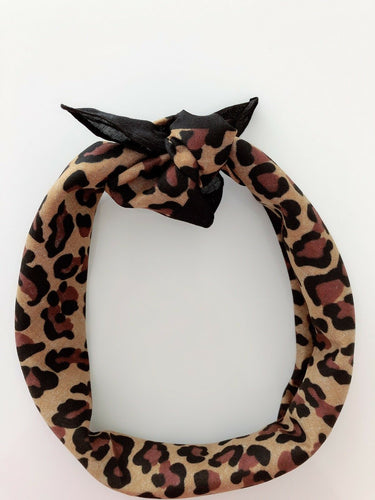 Women Lady Girl Brown Leopard animal Party Boho Bandana Hair Headband Wrap Scarf
