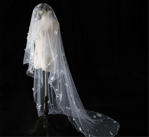 Women Bride Wedding White 1 Layer 3 Meter Hair head Long Lace Veil Without Comb