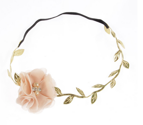 Baby birthday Girl Kid BOHO Pink Flower Leaf Elastic Hair head band Headband