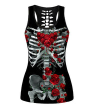 Women Party Halloween Skeleton Skull Rose Bride Costume Tank Tops Tee T-shirt