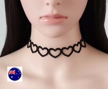 Women Girls Heart shape Synthetic suede leather retro Black Choker Necklace