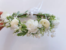 Women wedding Cream White Rose flower bride Hair Headband Crown Garland Wreath