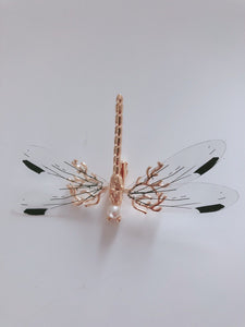 Women Girl Gold Color Dragonfly hair head Side Clip Brooch hairpiece accessory