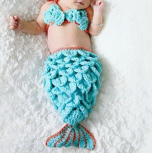Baby shower Party Mermaid bra Tail Shells Crochet Costume set Photography Prop