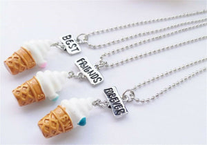 Girl Children BFF 3 Best Friends Forever Ice Creams Pendant Necklace Gift her