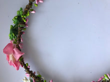 Women wedding White Pink Flower berry bride Party Hair Headband Crown Garland