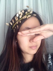 Women Girl gold color leaf Wedding Bride Party Prom Hair Headband Headpiece PROP