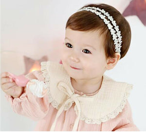 Girls baby shower Flower double Lace Princess hair headband head band Party PROP