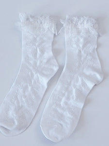 AU Women Girl Pure White Heart Dress Anklet Ruffle Frilly Short Lace Trim Socks