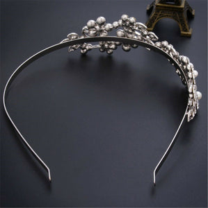 Women Silver Crystal Pearl Leaf Party Hair Head Band Headband Hoop headpiece