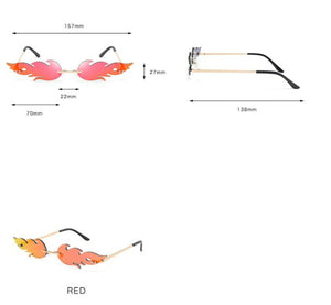 Women Retro Gold Orange Trendy Fire Flare Sun Eye glasses wear Sunglasses prop