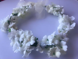 Women wedding Beige Cream White flower bridal Hair Headband Crown Garland Wreath