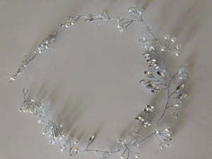 Women Wedding Bride Clear Crystal pearl Simple Hair band head piece garland