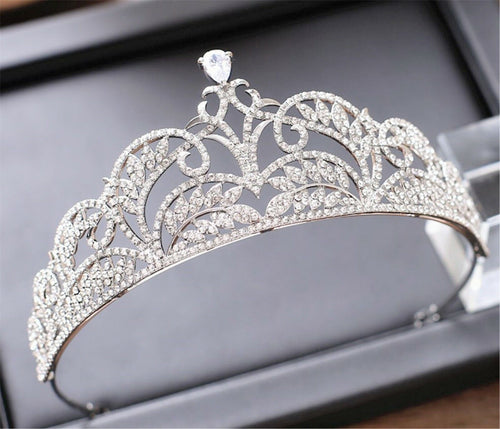 Women Girl Silver Rhinestone Crystal Bride Prom Party Hair Headband Crown Tiara