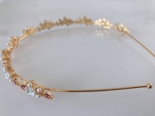 Women Little Flower Floral Gemstone Crystal Gold Hair Head Band Hoop Headband