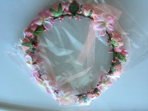 Lady Girl flower Fairy wedding Pink bride Party Hair Headband Crown Prop Garland