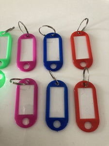 8x Plastic Travel Luggage School bag Name ID Badge Tag Small Label Key Rings AU