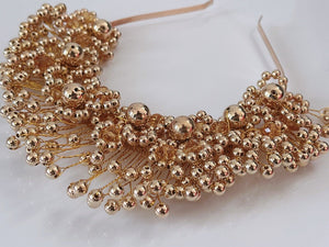 Women Gold Halo Beads Prom Dance Party Hair head band Headband Tiara Fascinator