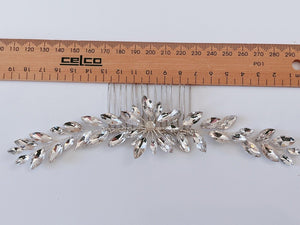 Women BOHO Silver Crystal Leaf Back Hair Styling Comb Pin Hairpiece Headband