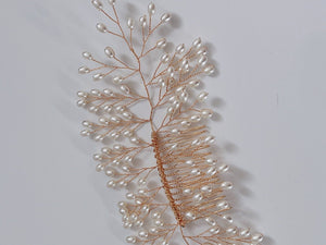 Women Prom dance headpiece Bride wedding Hair Styling Gold Pearl Comb Pin