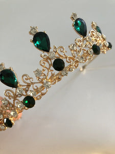 Children Kids Girls Princess Emerald Green Crystal Tiara Crown Hair Headband