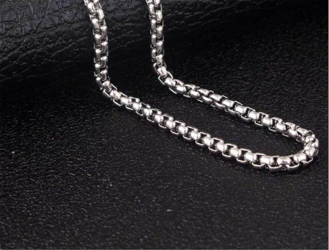 Men Silver color Stainless steel Titanium Plated Square Chain Necklace 3x60cm