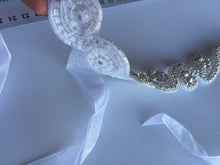 Women Lady White Wedding Bride Crystal Embroidery lace Hair head Headband Prop