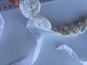 Women Lady White Wedding Bride Crystal Embroidery lace Hair head Headband Prop