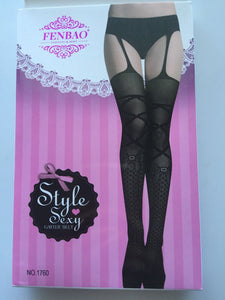 Lady Sexy Mock Fake suspender Garter Fish net cross Pantyhose Stockings Tights