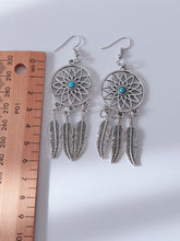 AU Women Feather Turquoise Leaf Dream Catcher Bohemian Boho Earrings Hook Drop