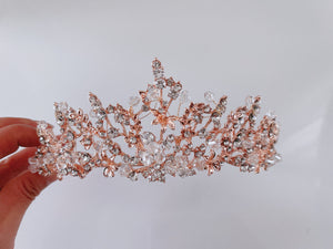 Women Rhinestone Crystal Queen Prom Party Hair Headband Rose Gold Crown Tiara