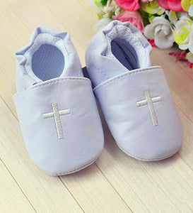Baby Boy White Christening Cross Wedding Party PU Synthetic leather first Shoes