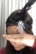 Women retro Black Feather Gatsby Flapper Party Hair headband band fascinator