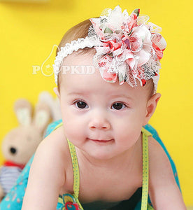 Baby Shower Girls Kids Children Flower Chiffon Lace Party headband hair band