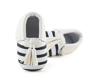 Baby Girls Children Kids White Black Stripe Sailor Tasseled Crib Dress Shoes