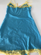 Women Girl Blue Cotton Strap Lace Chemise Nighties Sleepwear Night Sleep Dress